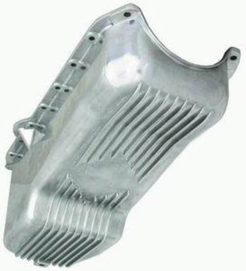 RPC RPCR8444 Polished Aluminium Stock Oil Pan 3.7Ltr Capacity Finned fits 1986-On Driver Dipstick SB Chev 283 - 400 Drain Plug & Mounting Bolts Included