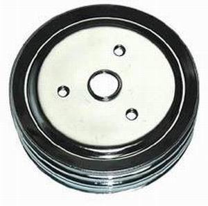 RPC RPCR8963 Chrome Steel Crankshaft Lower Pulley Triple GroOve 7.30" Dia 1.75" Bolt Circle fits 1955-68 SB Chev w/ Short Water Pump