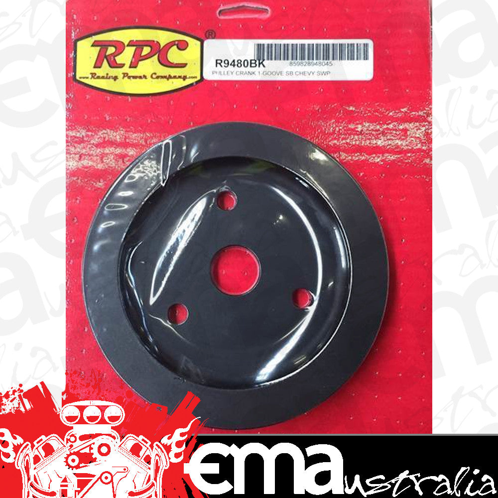 RPC RPCR9480BK Black Single GroOve Crankshaft Pulley suit Short Pump Chev SB V8