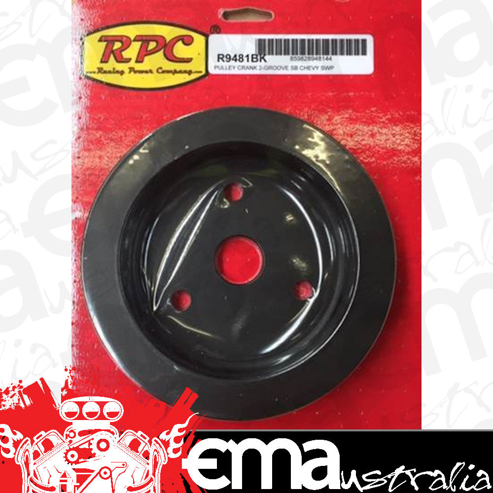 RPC RPCR9481BK Black Double GroOve Crankshaft Pulley suit Short Pump Chev SB V8