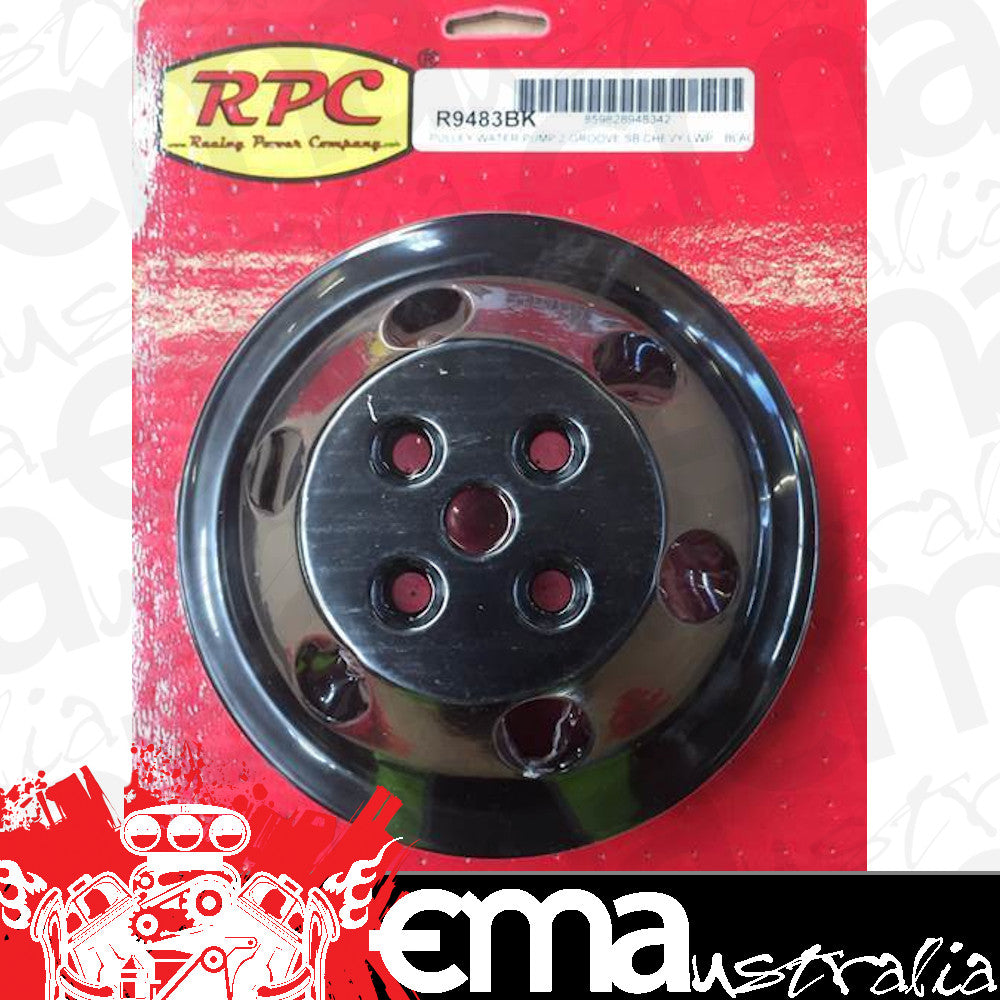 RPC RPCR9483BK Black Water Pump Pulley Double GroOve suit Long Pump Chev SB V8