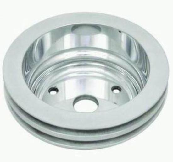 Chev Small Block Gen I 265-400 C.I.D RPC Polished Alloy Twin V Crankshaft Pulley SB Long w/Pump Pol Racing Power Company (RPC) RPCR9485