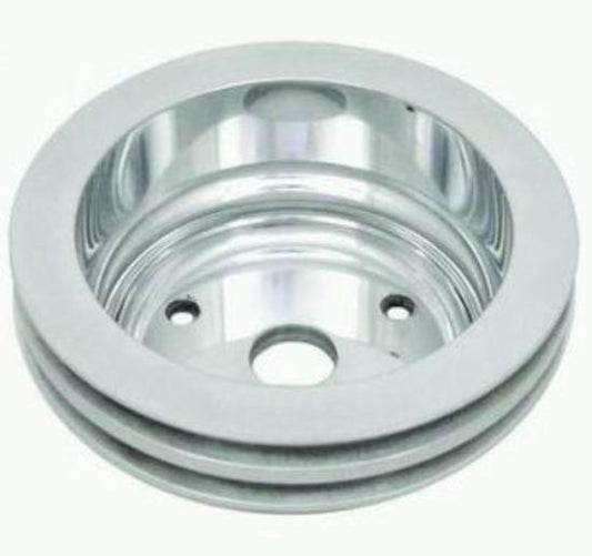 Chev Small Block Gen I 265-400 C.I.D RPC Polished Alloy Twin V Crankshaft Pulley SB Long w/Pump Pol Racing Power Company (RPC) RPCR9485