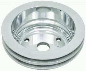 RPC RPCR9485POL Polished Aluminium Crankshaft Pulley Double GroOve 6.60" Dia 2.30" Bolt Circle fits 1969-85 SB Chev 283-350 w/ Long Water Pump