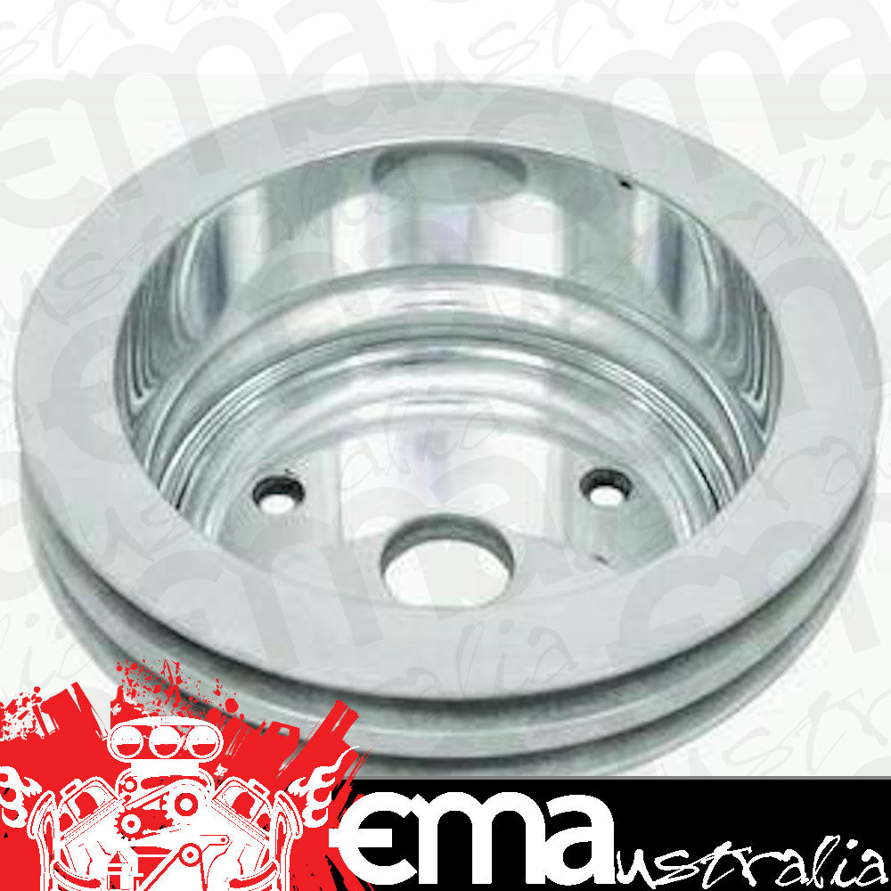 RPC RPCR9485POL Polished Aluminium Crankshaft Pulley Double GroOve 6.60" Dia 2.30" Bolt Circle fits 1969-85 SB Chev 283-350 w/ Long Water Pump