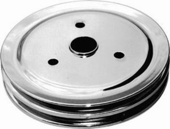 RPC RPCR9603 Chrome Steel Crankshaft Lower Pulley Double GroOve 7.30" Dia 1.75" Bolt Circle fits 1955-68 SB Chev 283-350 w/ Short Water Pump