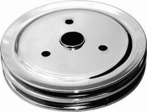 RPC RPCR9603 Chrome Steel Crankshaft Lower Pulley Double GroOve 7.30" Dia 1.75" Bolt Circle fits 1955-68 SB Chev 283-350 w/ Short Water Pump