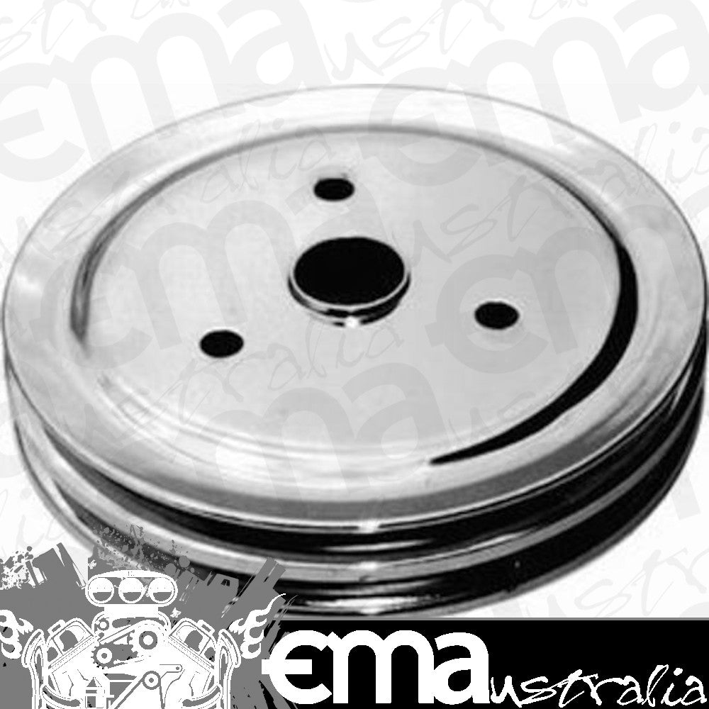 RPC RPCR9603 Chrome Steel Crankshaft Lower Pulley Double GroOve 7.30" Dia 1.75" Bolt Circle fits 1955-68 SB Chev 283-350 w/ Short Water Pump
