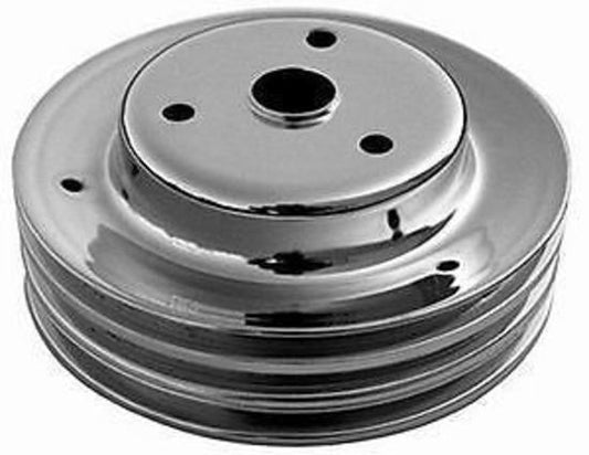 RPC RPCR9608 Chrome Steel Triple V Crankshaft Pulley Chev SB 265-400 Long w/Pump