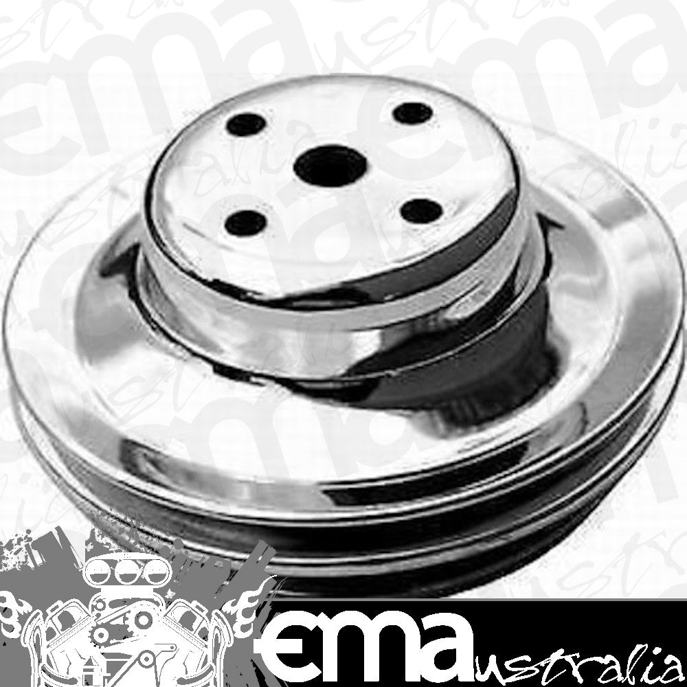 RPC RPCR9723 Chev BB 396-502 Chrome Steel Twin V Water Pump Pulley Long w/ Pump