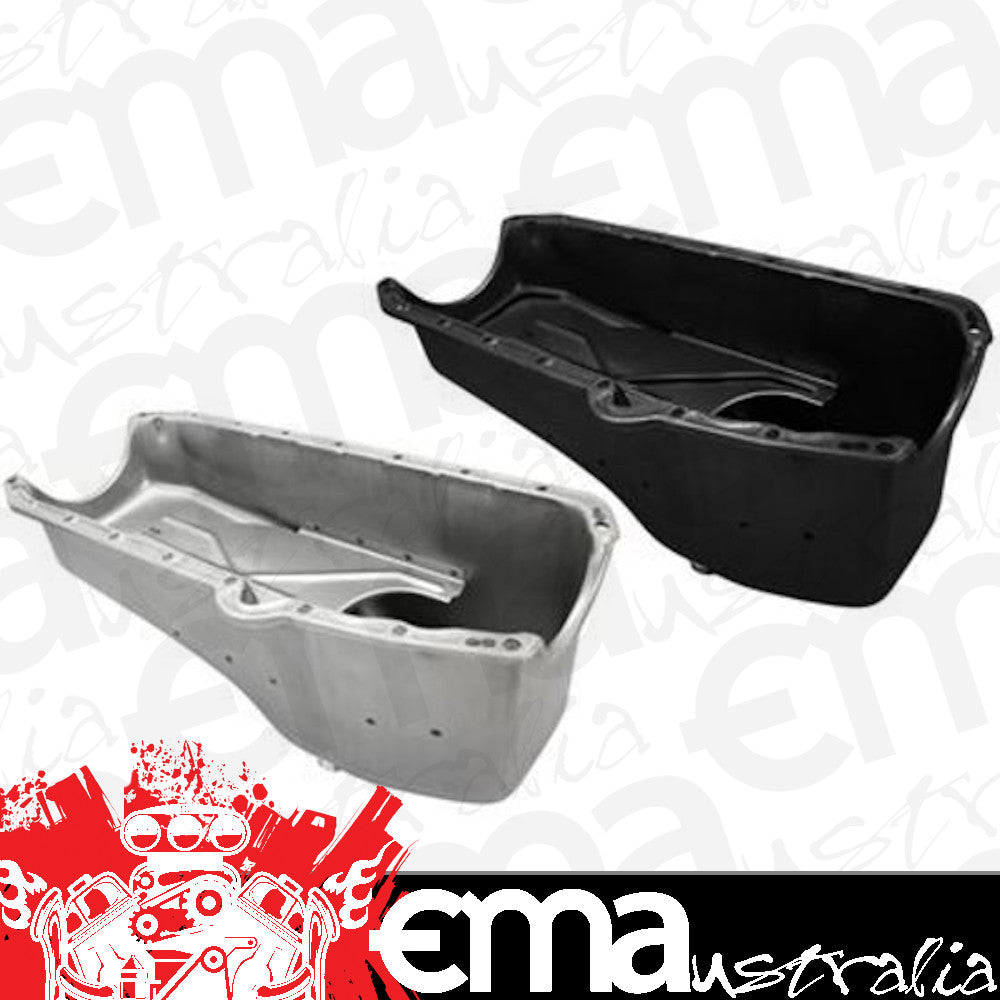 RTS RTS-25-9005U Oil Pan Sump Steel Raw Finish 4 qt. Chev SB 2 Piece RM Drivers Side Dipstick (each)