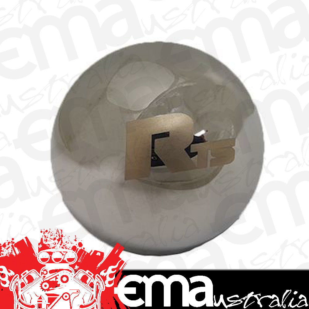RTS RTS-80534 Shift Knob Round Aluminum Satin Logo Automatic Manual Transmission (each)