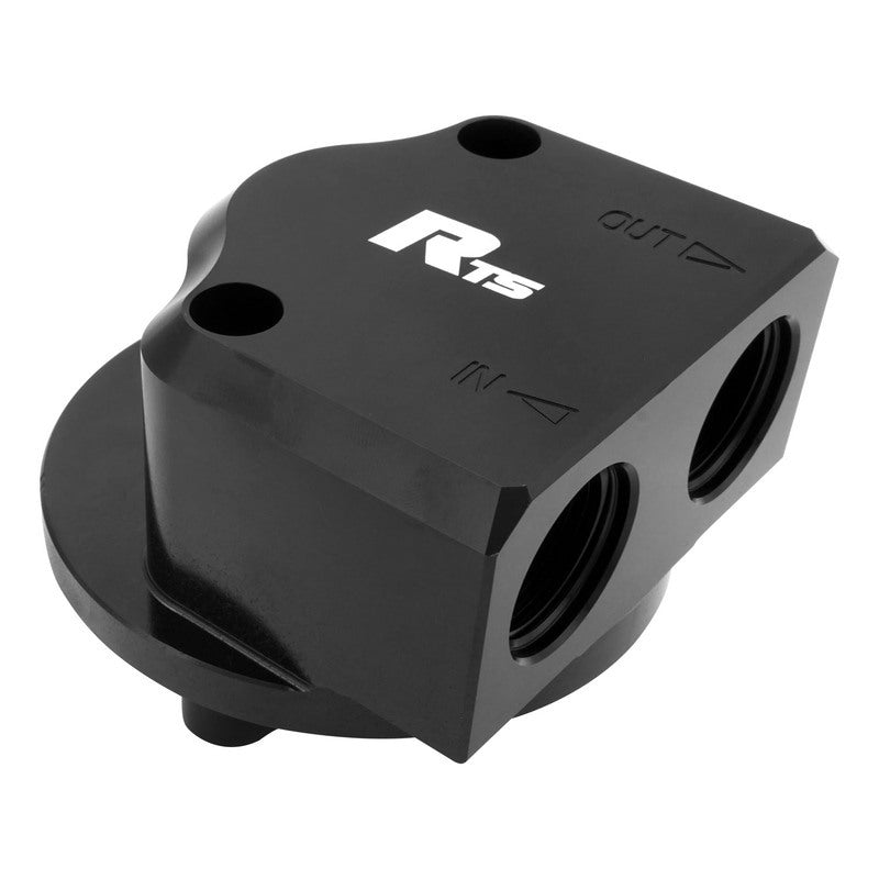 RTS RTS-OB3328 Oil Filter Bypass Adapter for Chevrolet SB & BB 13/16''-16 90 Deg AN12 ORB Po Billet Aluminium Black