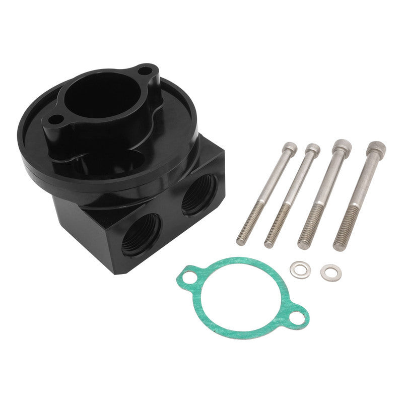RTS RTS-OB3328 Oil Filter Bypass Adapter for Chevrolet SB & BB 13/16''-16 90 Deg AN12 ORB Po Billet Aluminium Black