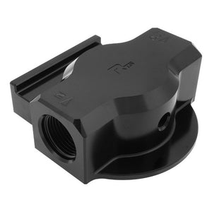 RTS RTS-OM3300 Remote Oil Filter Head 3/4''-16 Thread AN12 ORB Po Billet Aluminium Black