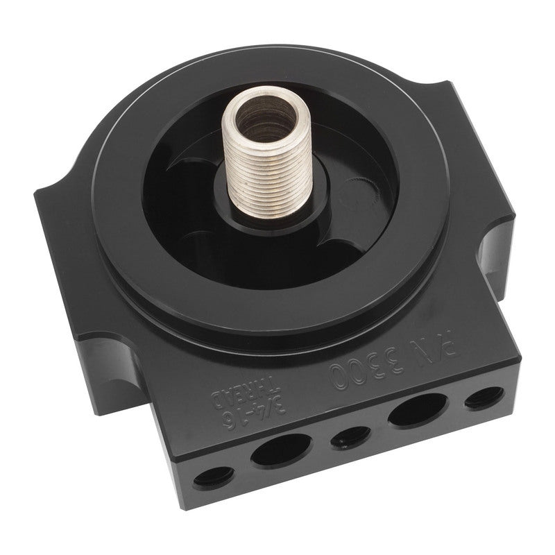 RTS RTS-OM3300 Remote Oil Filter Head 3/4''-16 Thread AN12 ORB Po Billet Aluminium Black