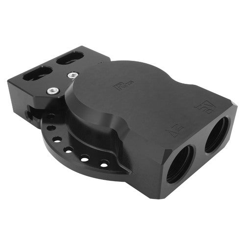 RTS RTS-OM3302 Remote Oil Filter Head 13/16''-16 Thread AN12 ORB Po Adjustable Bracket Billet Aluminium Black