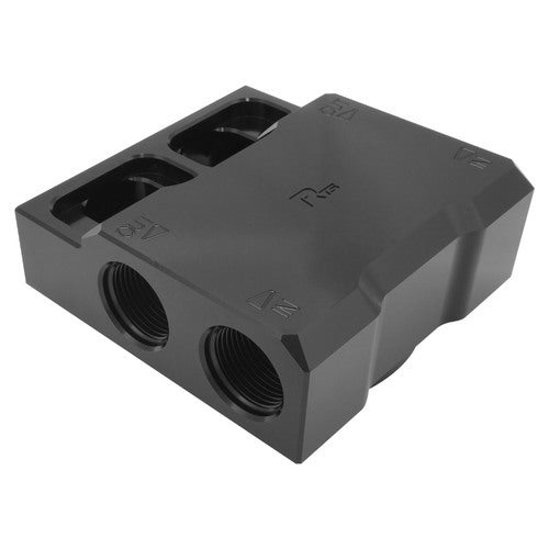 RTS RTS-OM3303 Remote Oil Filter Head 13/16''-16 Thread 4x Side AN12 ORB Po Billet Aluminium Black HP4 Filter (each)