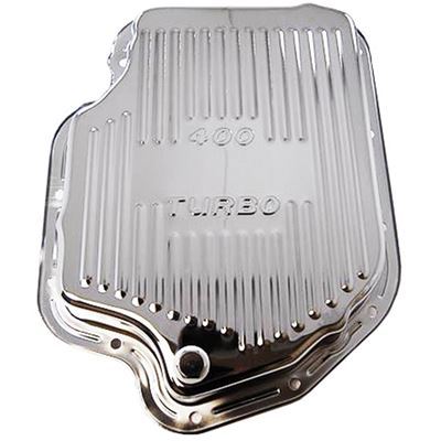 RTS RTS70220CH Chrome Steel Transmission Pan GM Turbo 400 Stock Finned Bottom Included Drain Plug