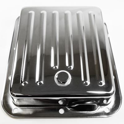 RTS RTS70420CH Chrome Steel Transmission Pan Ford C-4 Finned Bottom incl Drain Plug