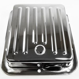 RTS RTS70420CH Chrome Steel Transmission Pan Ford C-4 Finned Bottom incl Drain Plug