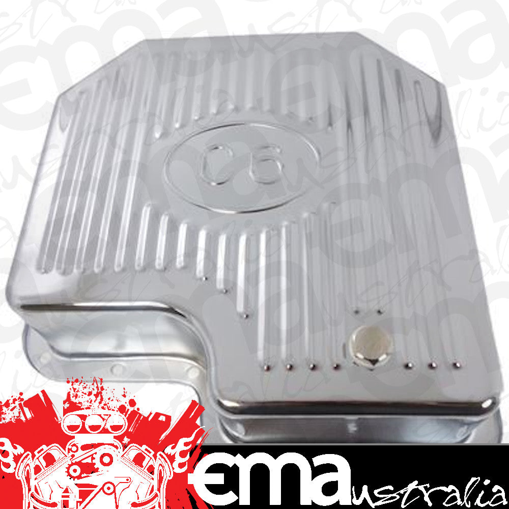 RTS RTS70500CH Chrome Steel Transmission Pan Ford C-6 Finned Extra Capacity 1-3/4 Deeper