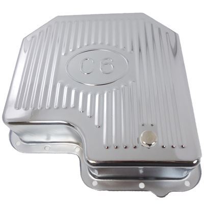 RTS RTS70500CH Chrome Steel Transmission Pan Ford C-6 Finned Extra Capacity 1-3/4 Deeper