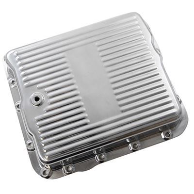 RTS RTS80800P Polished Aluminium Transmission Pan GM Turbo 700R4 & 4L60 Finned Bottom Includeds Drain Plug