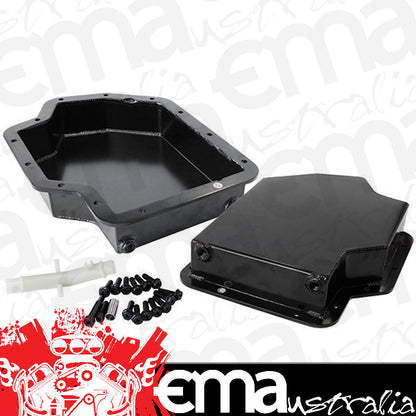 Aeroflow AF72-3001BLK Th400 3" Deep Fabricated Transmission Pan Inc Filter Extensi