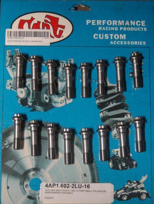 SCAT SC4AP16022LU16 Replacement ARP 2000 Rod Bolts 7/16" x 1.6" for H-Beam Rods