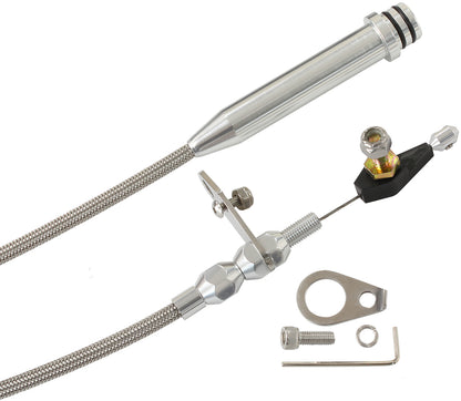 Kickdown Cable With Stainless Steel Cover & Chrome Ends (Suit GM TH700 & Early 4L60E Transmission)