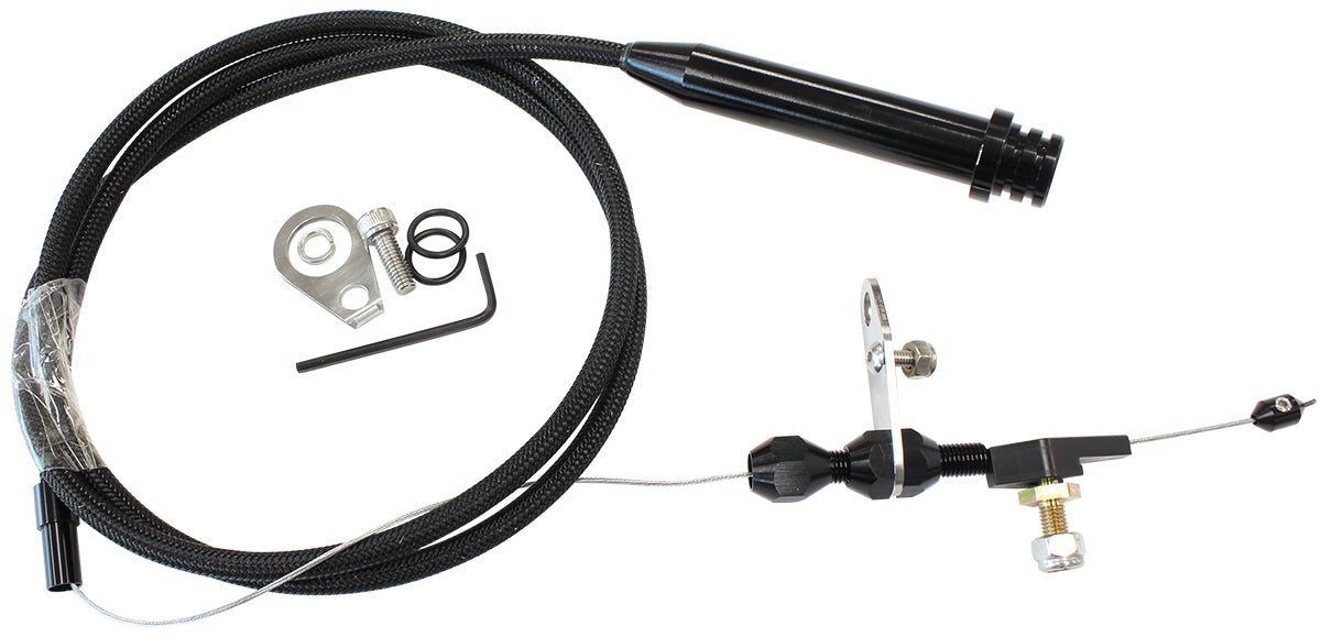 Kickdown Cable With Black Stainless Steel Cover & Black Ends (Suit GM TH700 & Early 4L60E Transmission)