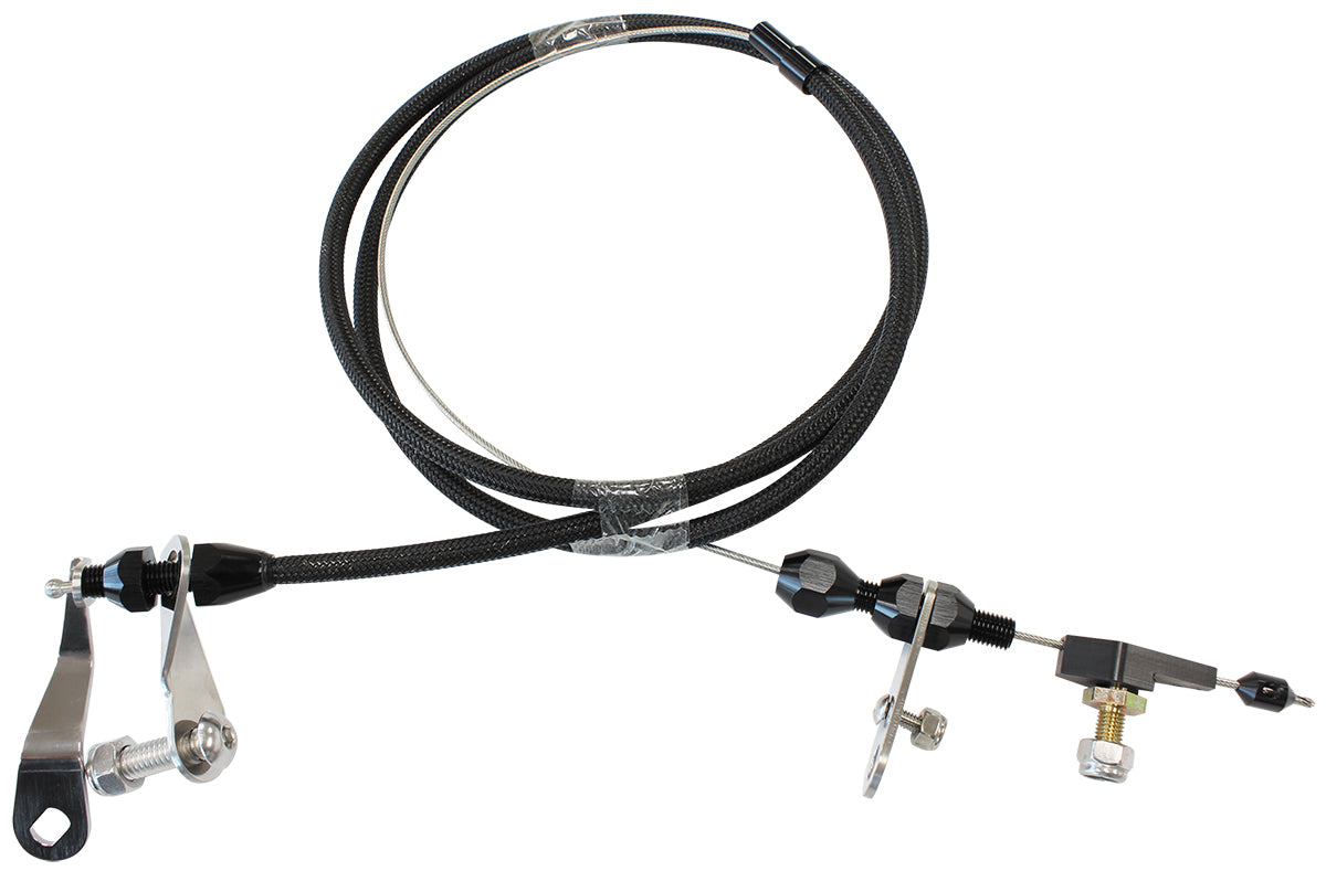 Kickdown Cable With Black Stainless Steel Cover & Black Ends (Suit Ford C6 Transmission)