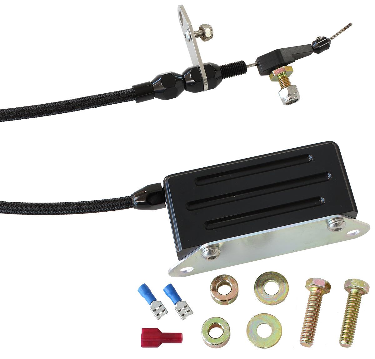 Kickdown Cable With Black Stainless Steel Cover & Black Ends (Suit GM TH400 Transmission)