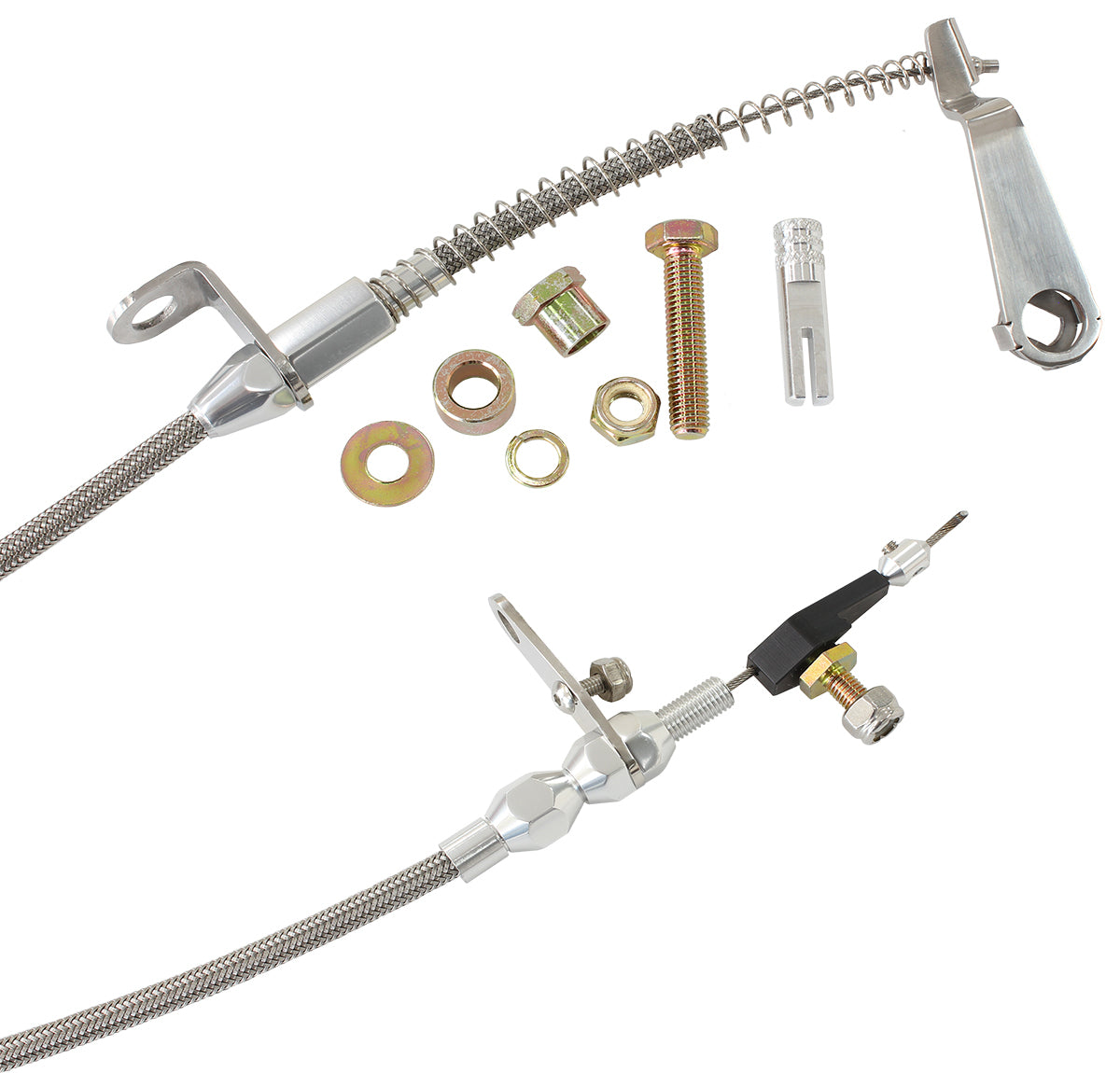 Kickdown Cable With Stainless Steel Cover & Chrome Ends (Suit Ford AOD Transmission)