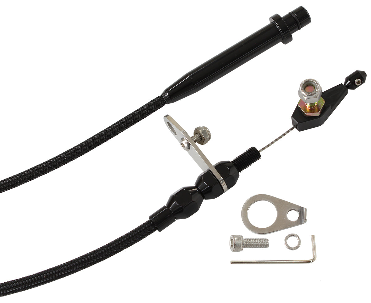 Kickdown Cable With Black Stainless Steel Cover & Black Ends (Suit GM TH350 Transmission)