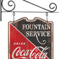 Engine Master Australia SDF-189985 Coca-Colaƒ© Fountain Service Double-Sided Hanging Sign