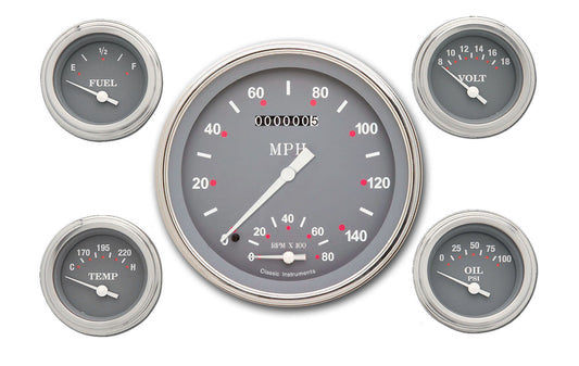 Classic Instruments SG65SLF SG - 5 Gauge Set 4-5/8" Speedtachular & 2-1/8" Fuel, Oil, Temp, Volts