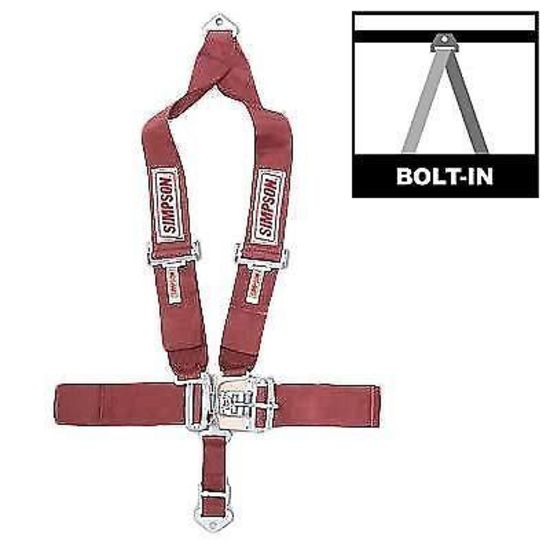 Simpson SI29074R Latch F/x 62" 5-Point V-Harnes Seat Belt - Pull Down Type Red