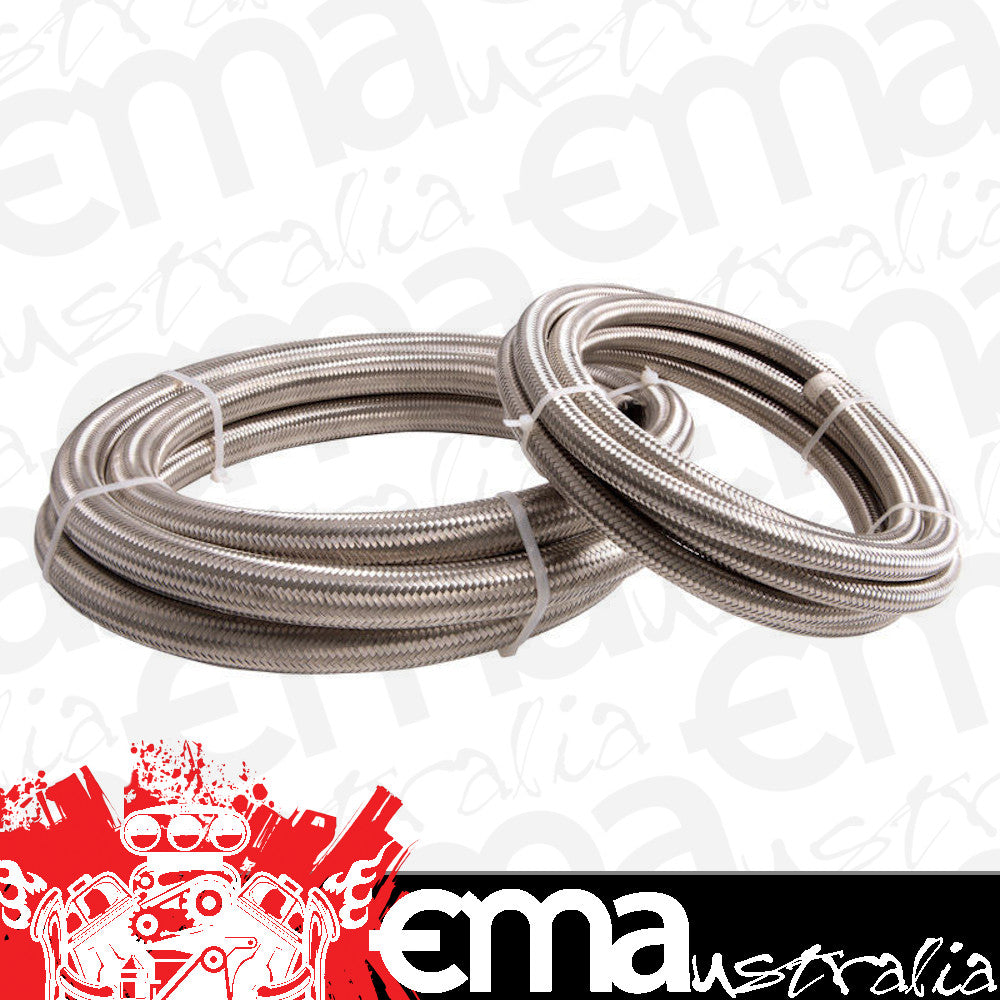 Aeroflow AF100-05-3M SS Braided Hose -5AN 3 Metre Clamshell Pack 6.4mm I.D
