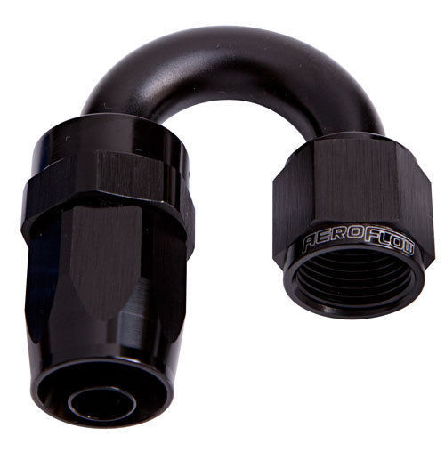 Aeroflow AF106-06BLK -6AN Taper Series 180 Degree Hose End Black