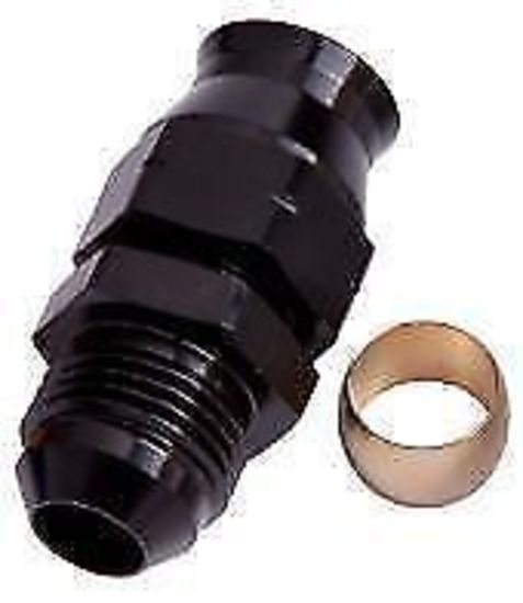 Aeroflow AF108-04BLK 1/4" Hard Line to -4AN Male Adapter Black W/ Olive