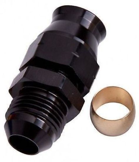 Aeroflow AF108-06BLK 3/8" Hard Line to -6AN Male Adapter Black W/ Olive