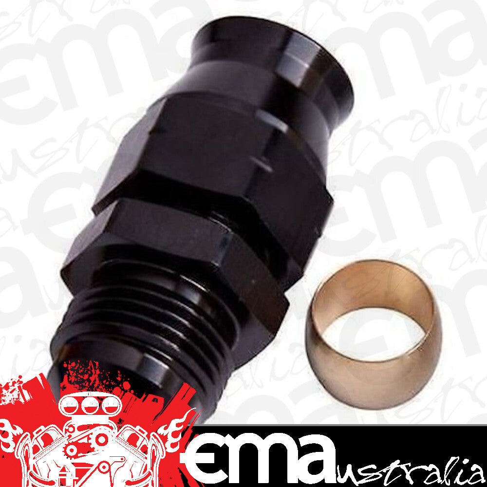 Aeroflow AF108-06BLK 3/8" Hard Line to -6AN Male Adapter Black W/ Olive