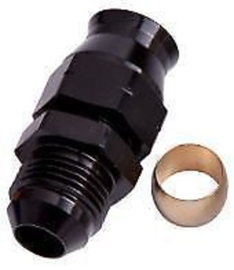 Aeroflow AF108-12BLK 3/4" Hard Line to -12AN Maleadapter Black W/ Olive
