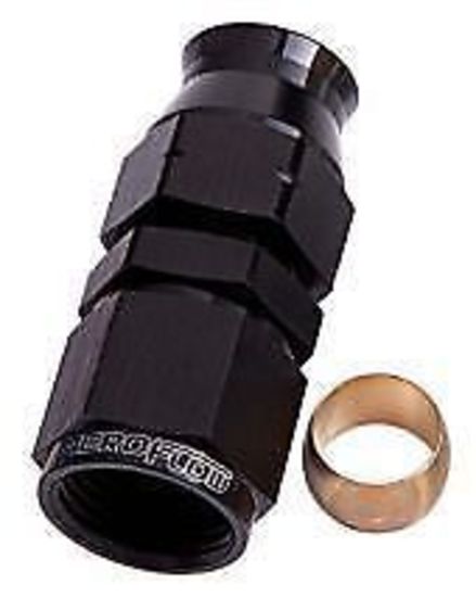 Aeroflow AF109-08BLK 1/2" Hard Line to -8AN Femaleadapter Black W/ Olive