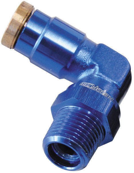 Aeroflow Performance Products AF123-02 1/8" NPT 90 Degree to 3/16" 120 Series Nylon Blue Fitting
