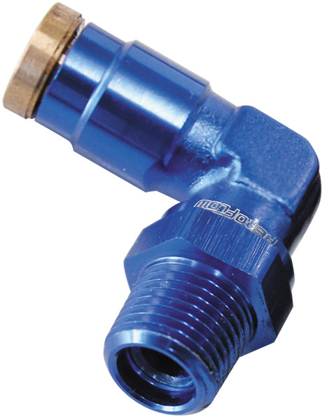 Aeroflow AF123-04-02 1/8" NPT 90 Degree to 1/4" 120Series Nylon Blue Fitting