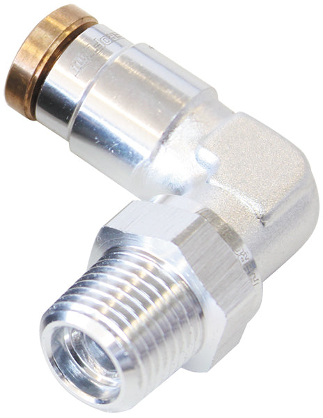 Aeroflow AF123-04-02S 1/8" NPT 90 Degree to 1/4" 120Series Nylon Silver Fitting