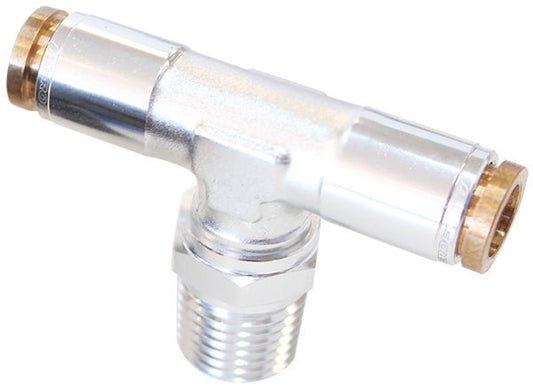 Aeroflow Performance Products AF124-02S 1/8" NPT Tee to 2 x 3/16" 120 Series Nylon Silver Fitting
